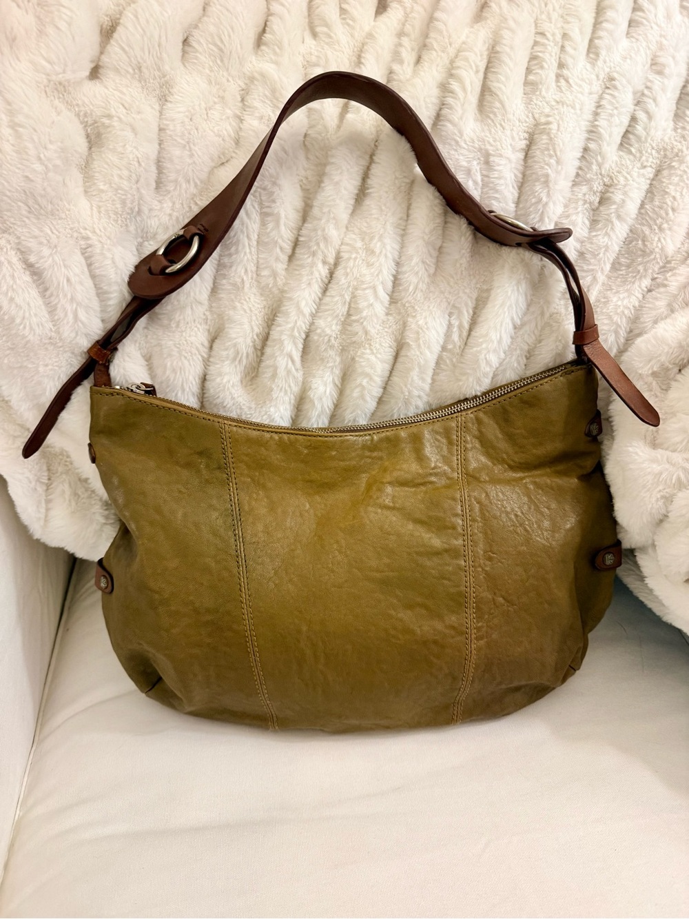 Ellington Olive Green Leather Shoulder Hobo Bag